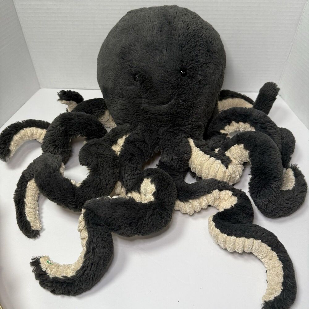 RARE Jellycat Large Inky Octopus Plush 20” Stuffed Black Gray Retired